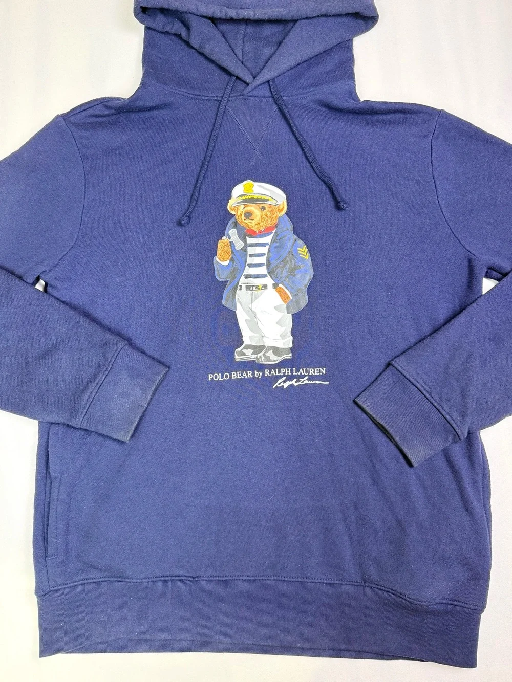 Polo Ralph Lauren Polo Bear Sailor Captain Hoodie Navy Fleece Pullover Medium